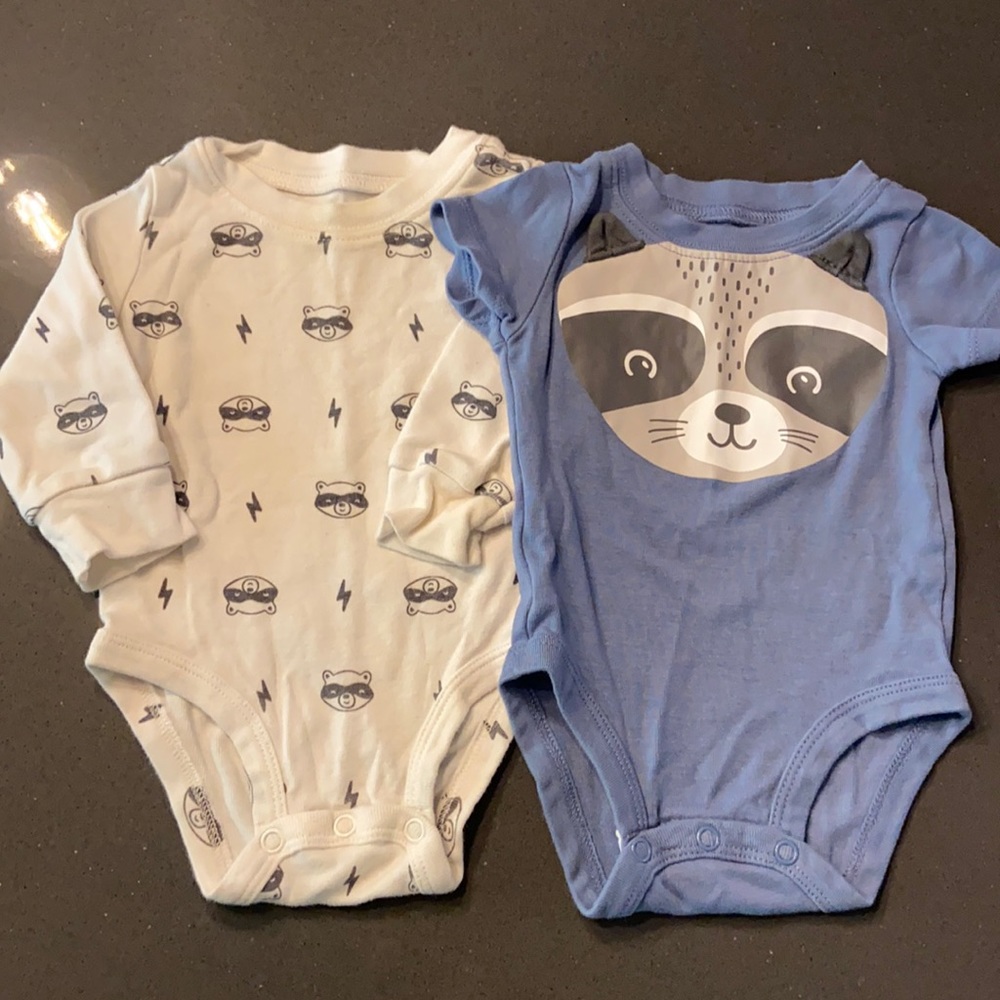Raccoon Onesies (Short and Long sleeve) Boys 3 Months